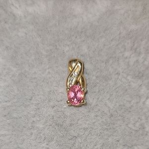 Pink Sapphire and Diamond Pendant Set in 14k